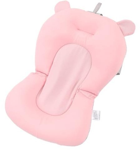 Baby-Badewannenauflage und Badewannensitz für Neugeborene - Badewannenmatte, Badekissen für Kleinkinder Mit Geschenke (Rosa Bär)