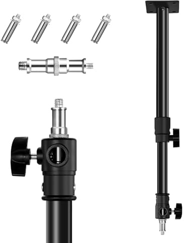 Soonpho Photographie Montage Mural Bras flèche Mur Montage Plafond Bras Boom Longueur réglable jusqu'à 67cm avec 3/8 1/4 Filetage Adaptateur Universel pour Les Lampes vidéo Photo,réflecteurs