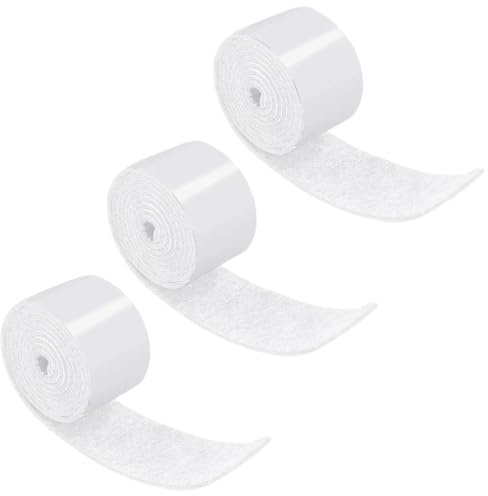 3 rotoli Feltro autoadesivo, protegge i vostri mobili e pavimenti in legno, taglio libero di qualsiasi dimensione antiderapant feltro adesivo, 100 x 2 cm, Bianco