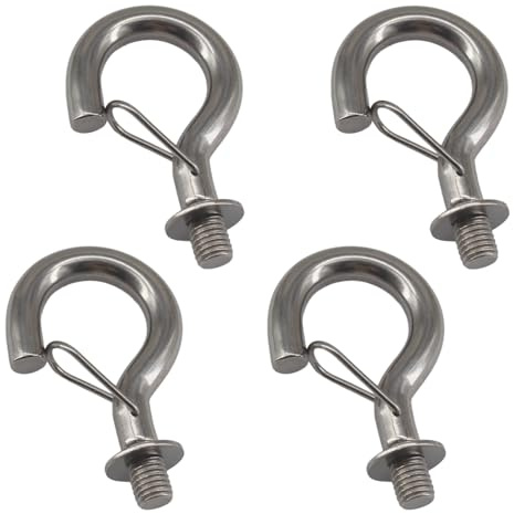 Zerniple Gancio a vite in acciaio inox 304 M10, con occhiello e fibbia a molla, 4 pezzi
