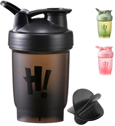 chongning Protein Shaker Bottle with Mixing Ball, 350ml Protein Powder Shaker Bottle, Leakproof Flip On Lid, Sports Gym Supplement Shaker Cup, Mini Water Bottle for Protein Shakes, BPA Free (Black)