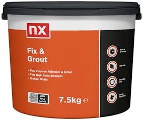 NX Dual Purpose Fix & Grout Ready mixed Brilliant white Wall tile Adhesive & grout 7.5kg