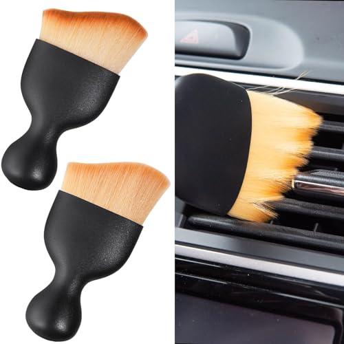 Lot de 2 brosses douces pour nettoyage intérieur de voiture - Élimine la poussière et les cendres - Brosses de nettoyage denses en fibres fines