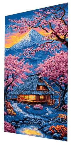 Diamond Painting Montaña nevada Manualidades Adultos, Pintura de Diamante Kit Punto de Cruz Bordado flores de cerezo Diamond Painting 80x160cm, Diamantes Cuadros Decoracion Salon Modernos GYL-14083