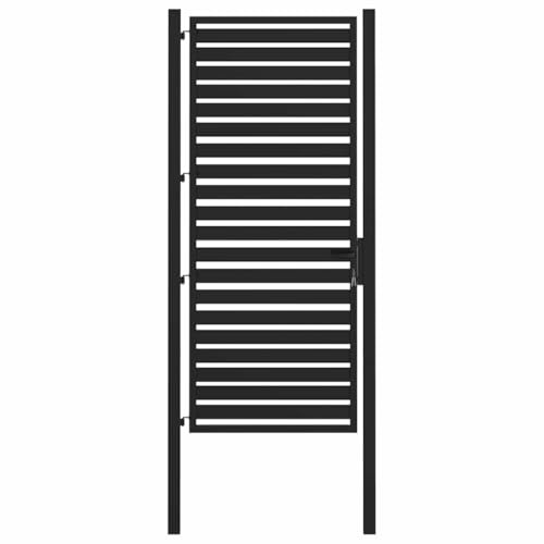 Massbinet Gartentor Abschließbar Schwarz 100x200 cm Aluminium Qualität Gartentüren Modern Aluminium Gartentore Natürlicher Stil Elegante Gartentoren aus Eisen
