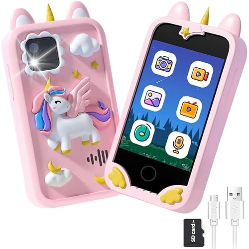 Kids Smart Phone for Girls Gifts, Kids Mobile Phone Toy with Touchscreen, Dual Cameras, Learning, Music Player, Games with 16 GB Storage Card, Idea Gift for Age 3 4 5 6 Year Old