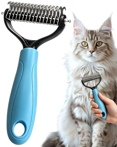 Rastrello per sottopelo per cani - Pettine per toelettatura a doppia faccia, Strumento per eliminare i degli animali domestici con denti in acciaio inossidabile, Spazzola per interni ed esterni