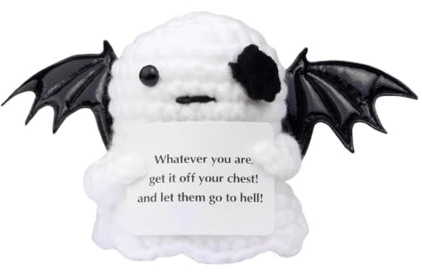 Muñeco De Ganchillo Positivo Gracioso Fantasma Ganchillo Decor Emocional | Muñeco Emocional de Halloween Para Cumpleaños Madres Hogar Oficina Escuela