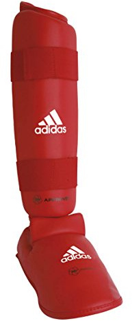 adidas Karate Schienbein und Spannschützer / Fuß Schoner rot, 2 Stück, Gr. S
