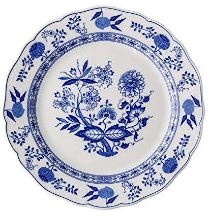 Hutschenreuther Blau Zwiebelmuster Speiseteller m. Fahne 27 cm