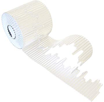 BRIGHT ideas Carámbano Borde corrugado Escolar Muestra Arte y Manualidades 1 rollo, 10 cm x 7,5 m, Rollo de borde de carámbano blanco mate