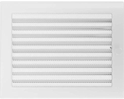 KRATKI Lüftungsgitter Warmluftgitter 22 x 30 cm weiß mit Jalousie | hitzebeständig, für Kaminbelüftung, mit Lamellen, mit Jalousie. Für Warmluftverteilung
