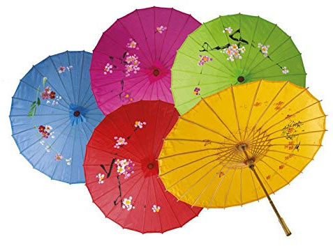P'TIT CLOWN - 62440 - Ombrelle Chinoise Peinte À La Main - Nouvel An Chinois, Japon, Asie - Accessoire de Déguisement - Carnaval, Fêtes, Cosplay, Manga - Vendu à l'Unité - Coloris aléatoire - Ø 80 cm