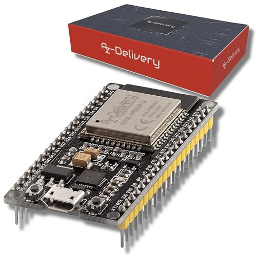AZDelivery Scheda di Sviluppo ESP32 NodeMCU WiFi CP2102 - Compatibile con Arduino - ESP32 WROOM - WiFi Dual-Mode a 2,4 GHz e Bluetooth WiFi - eBook Incluso