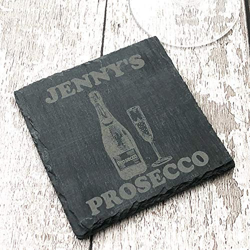 ukgiftstoreonline Personalised Any Name Stone Slate Prosecco Coaster Gift