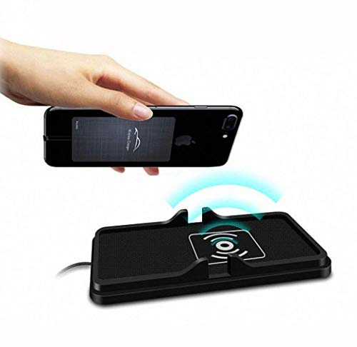 Maso 2 en 1 Tapis Chargeur de Voiture sans Fil Qi Support de téléphone Anti-dérapant Coussin de Silicium de Charge Rapide pour iPhone X, iPhone 8, iPhone 8 Plus, Samsung Galaxy S9 / S8 / S7E