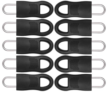 Set di 10 tiretti per riparazioni di cerniere, da 45 cm, con linguette in nylon, cursori per cappotti, valigie, borse, zaini, pantaloni, linguette per chiusura lampo