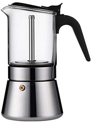 LIDS Olla Moka Clásica Cafetera para Expreso En La Estufa, Cafetera Italiana, Cafetera para Estufa, Cafetera Expreso, Mocha Cafetera, Apto para Placa De Inducción (360ML)