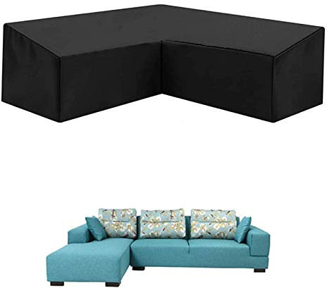 GNCCI Housse Canapé d'angle de Jardin Étanche,Housse Salon De Jardin Exterieur en Resine Tressee Bâche de Protection Salon en Forme L Couverture en 210D Oxford Tissu pour Meuble Extérieur