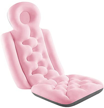 Fenteer Full Body Bath Pillow, Bath Tub Pillow,Spa Bathtub Pillow Ergonomic Cushion for Head Neck Shoulder Back Support, Bath Accessories, Drying, Pink 2