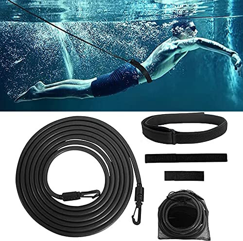 LONGHAO 4m Pool SchwimmgüRtel，Schwimmingpools Widerstandstraining ，SchwimmgüRt ErwachseneschwimmtrainingsgüRtel, Pool-Aqua-FitnessgeräTe, Pool-Widerstandstraining，für Kinder Und Erwachsene (Schwarz)