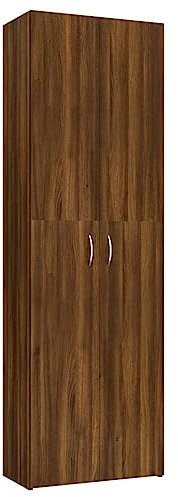 vidaXL Büroschrank, Bücherschrank mit viel Stauraum, Beistellschrank für Wohnzimmer Büro, Hochschrank Aktenschrank, Braun Eichen-Optik Holzwerkstoff