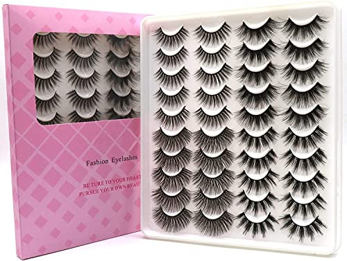 HANSPY Falsche Wimpern Fluffy Crossed Faux Nerz Wimpern 4 Styles 20 Paare 6D Wispy Natural Dick Dick Wimpern Multipack (ZC06)