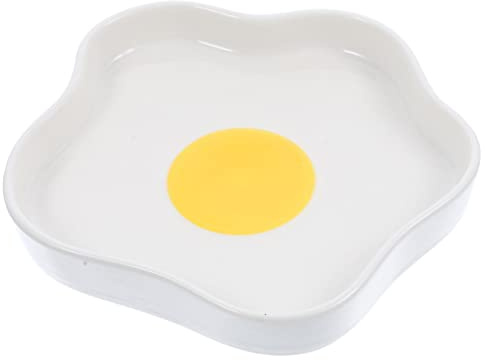 Cabilock Eierförmiger Keramik Teller Multifunktionales Desserttablett Kreativer Frühstücksteller für Zuhause und Gastronomie