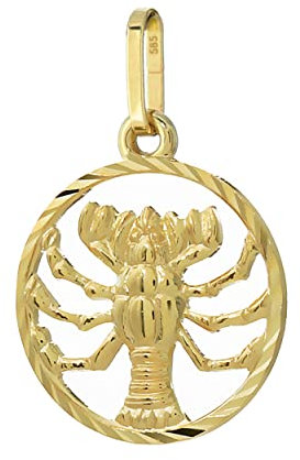 NKlaus Krebs Sternzeichen 585 Gelb Gold 14 Karat 15mm Kettenanhänger Horoskop Zodiak 13321