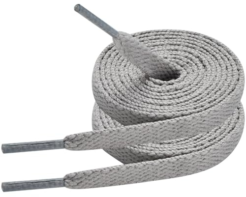 7STROBBS 2 Paia Lacci Scarpe Grigio da Sneakers,Stringhe Scarpe Piatti Grigio da Ginnastica Larghi 8mm per Alte Air Force 1,Grey Shoelaces de Bambini e Adulti,150cm
