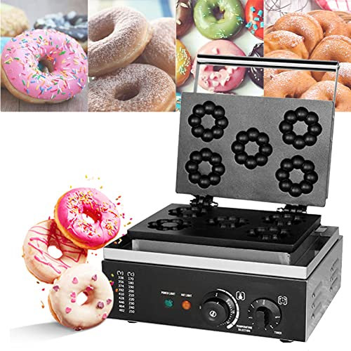 1550W Electric Stainless Steel Donut Maker,Commercial Doughnut Machine, 6 Holes Donuts for Kitchen& Business Use, Double-Sided Heating Donut Machine for Home Bakery A