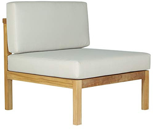 Teako Design Gartensessel Pusiano aus Teak mit Auflagen, Wetterbeständiger Outdoor Lounger, Gemütlicher Segmentsessel, Hochwertige Auflagen und Sitzkissen