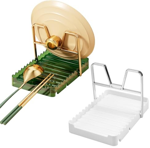 Zfseyuh 2 Stück Kochlöffelhalter Topfdeckelhalter Löffelhalter Küche Plastik Löffelablage Kochlöffelablage Faltbar Kochlöffelablage Aufbewahrungsregal für Spachtel Geschirr