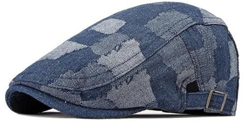 JZTDYPP Schiebermütze Herren Herren Baskenmützen, Schirmmützen, Kariert, Gatsby, Ballonmütze, Damen, Gewaschener Denim, Flach, Cabbie, Ivy Cap, Fischgrätenmuster, Autofahrer-Malermütze, Dunkel