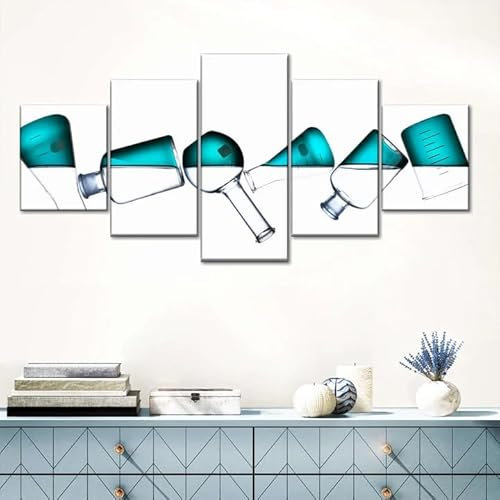 LDHZSS 5 Teilige Kunstdruck Leinwandbilder 5 Teiliges Wandbild Wissenschaft Becher Kunstdruck Auf Leinwand Leinwandbilder Wohnzimmer Schlafzimmer Wandbilder Wohnzimmer Modern