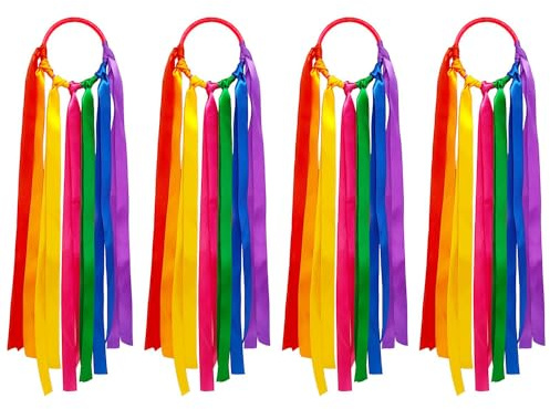 Sarini 4 Nastri Arcobaleno Nastro Arcobaleno Nastro da Ballo Nastro colorato per Ritmo di Ginnastica