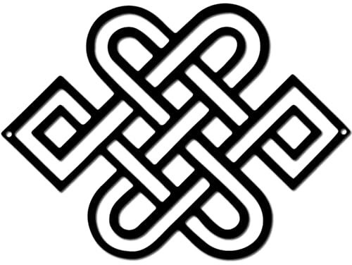 CREATCABIN Keltischer Knoten,Metall-Wandkunst,Dekor,Schwarzes Eisen,Wandkunst,Keltisches Symbol,Hohle Skulptur,Hängende Dekoration,Knoten-Wandschild,Dekoration Für Drinnen Draußen,Wohnzimmer 30x22cm