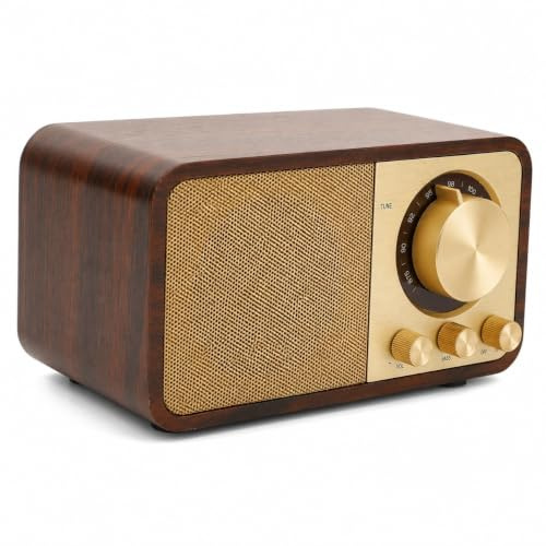 Elprico Enceinte Bluetooth Portable Vintage en Bois, Haut-Parleur sans Fil Rétro avec Son Clair Batterie 1800mAh Supporte AUX USB pour Maison Café Extérieur