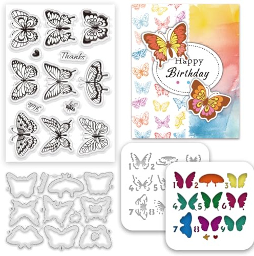 INFUNLY 3 Stück Transparente Schmetterlingsstempel Und Stanzformen Zum Gestalten von Karten. Mehrschichtige DIY Schmetterlings Metallstanzungen. Schmetterlings Malschablone. Schmetterlings Transparent