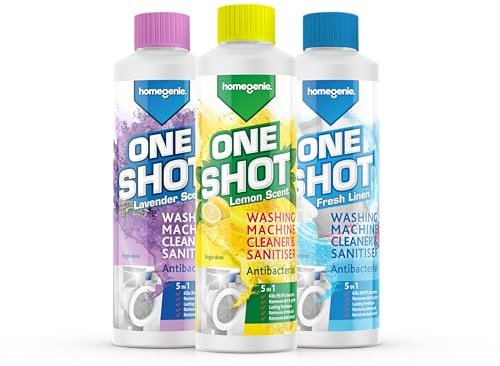 HomeGenie - Washing Machine Cleaner | Anti-bacterial Removes Limescale, Odours and Dirt | Lemon, Lavender & Fresh Linen Scent (3x 250ml)