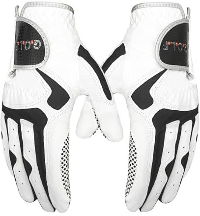 VONCYKI Golfhandschuhe für Herren, professionell, atmungsaktiv, blau-weiß, weicher Stoff, links und rechts, Sport, rutschfest, für Golfer, Geschenk (1 Paar, Weiß, XXL, XXL 27)