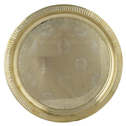 Orientalisches Serviertablett Nacera rund aus Metall in Gold 28 cm