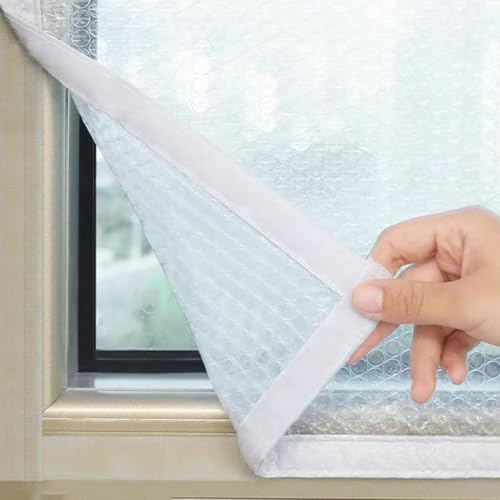 Kit d'isolation pour fenêtre, film en PVC à bulles doubles épaisses pour la chaleur, bloqueur de froid pour fenêtre, isolation pour fenêtre en hiver, transparent (80*100cm)