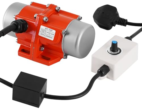 MXBAOHENG 100W Electric Vibration Motor 50KG Adjustable Vibration Force Concrete Vibration Motor for Shaker Table Vibrating Screen Sand Screening Machine (UK Plug)