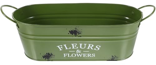 Kisangel Pot De Fleurs Rétro en Fer Vintage Oval 13X5 Pouces Cache Pot Vintage pour Décoration Intérieure Terrasse Salon Bureau
