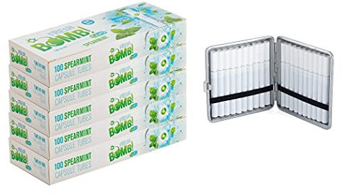 Fresh Bomb Click Zigarettenhülsen Spearmint (Minze) – 500 Stück, per Klick aktivierbar inkl. Etui