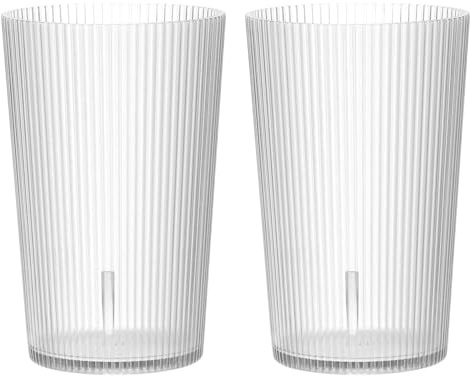 sourcing map Vasos reutilizables de plástico transparente, juego de vasos acanalados de 9.5 onzas, vasos de agua de plástico, irrompibles, apilables para cerveza, cóctel, agua, jugo, whisky