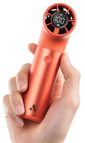 Aecooly Potente Ventilatore Portatile, Mini Ventilatore Turbo a Mano, 19000 RPM Aero Ultra, Ricaricabile [Massimo 15 ore], 7 Velocità d'Aria, Tascabile Piccolo Viaggi, Regalo per Donne-Arancione