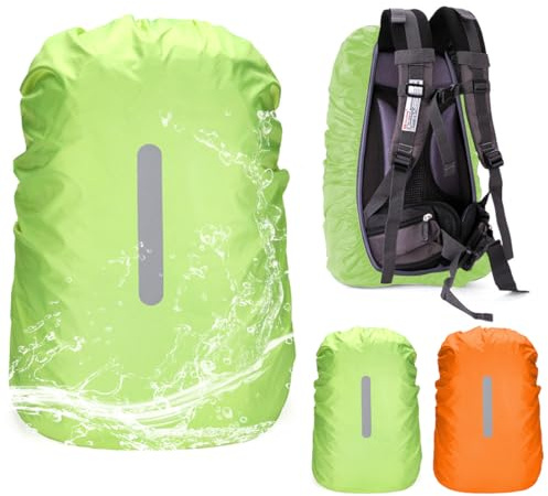 JYNVO 35L Housse de Pluie pour Sac à Dos, 2 Pièces Housses de Sac à Dos avec Bandes Réfléchissantes, Anti-Poussière, Anti-Pluie, pour Camping Randonnée L'extérieur Voyage Escalade