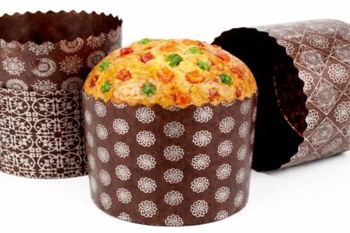 Panettone Paper Baking Mold 6pcs 25oz Large Paska Kulich Easter Bread Cake Cups Forms Disposable Round Paper Baking Cups Forms Pan Panettone Panetone Moulds Bakeware 5.9 x 3.9 Inch (15cm x10cm)